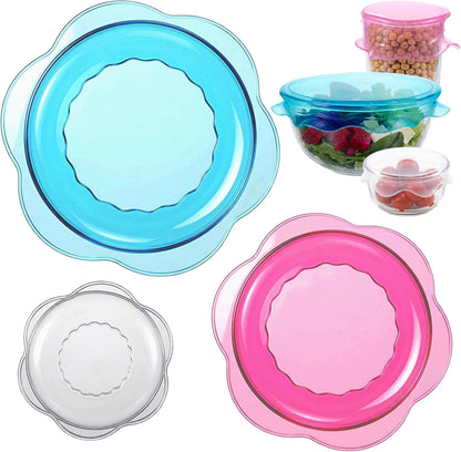 3PCS Silicone Stretch Lids for Food Storage, Reusable Elastic Silicone Lids for Bowls, Cups, Jars Cover
