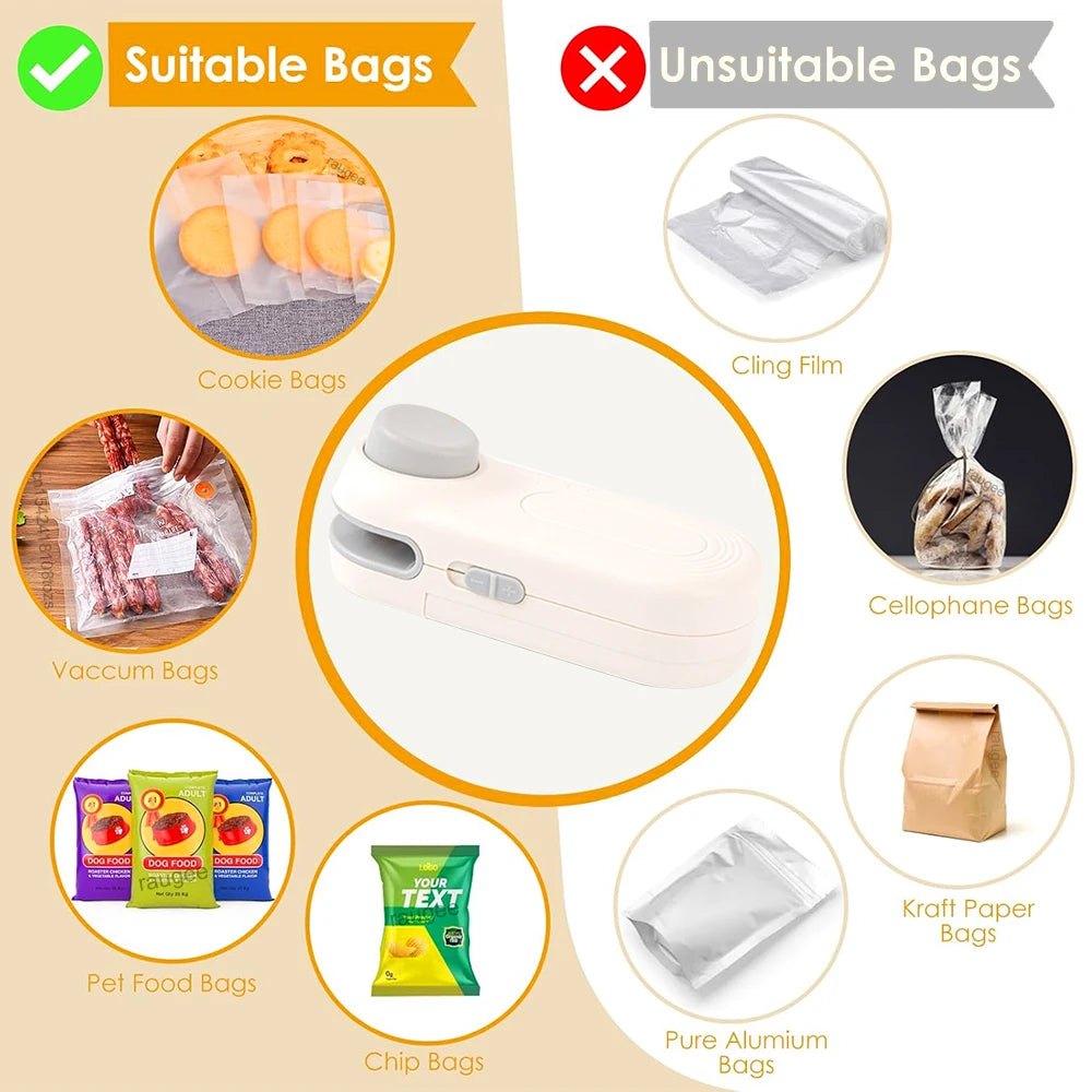 Mini Heat Sealer for Plastic Bags, Portable Handheld Heat Sealing Machine
