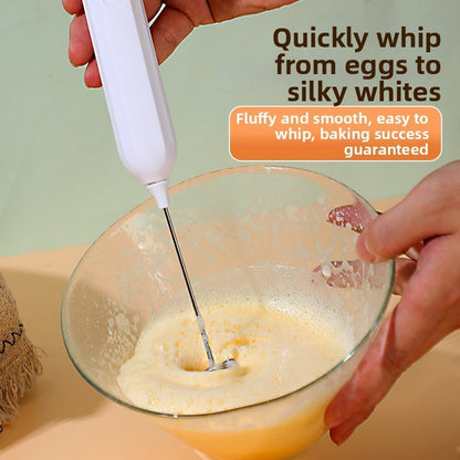 Electric Milk Frother, Rechargeable Handheld, 3 Whisk Heads